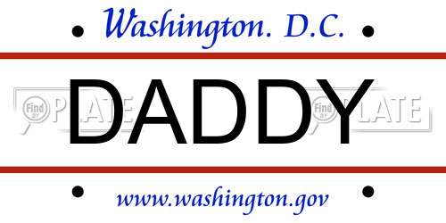 DADDY District Of Columbia License Plate
