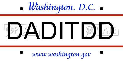 DADITDD District Of Columbia License Plate
