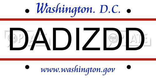 DADIZDD District Of Columbia License Plate