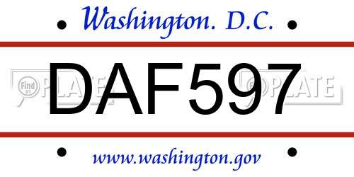 DAF597 District Of Columbia License Plate