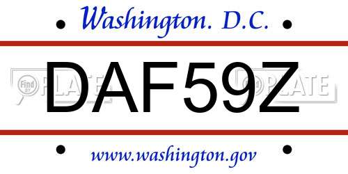 DAF59Z District Of Columbia License Plate