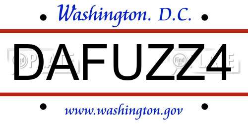 DAFUZZ4 District Of Columbia License Plate