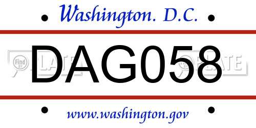 DAG058 District Of Columbia License Plate