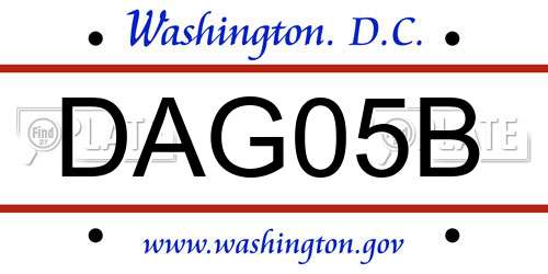 DAG05B District Of Columbia License Plate