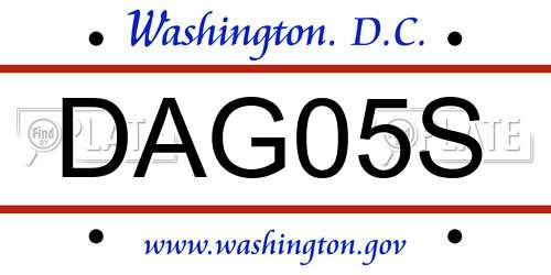 DAG05S District Of Columbia License Plate