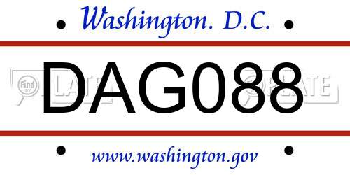 DAG088 District Of Columbia License Plate