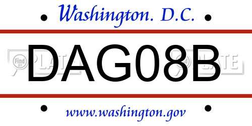 DAG08B District Of Columbia License Plate