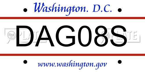 DAG08S District Of Columbia License Plate