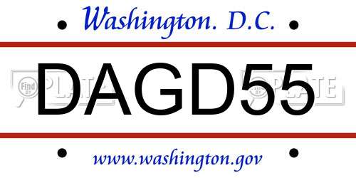 DAGD55 District Of Columbia License Plate
