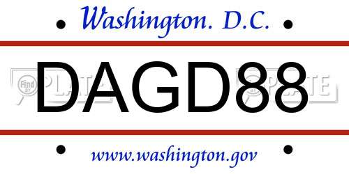 DAGD88 District Of Columbia License Plate