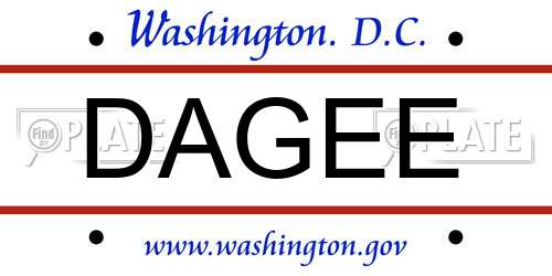DAGEE District Of Columbia License Plate