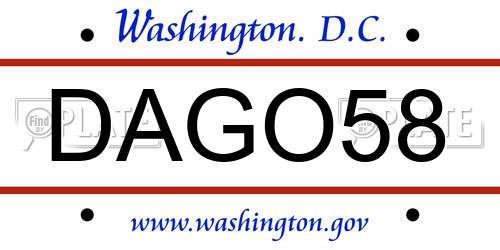 DAGO58 District Of Columbia License Plate