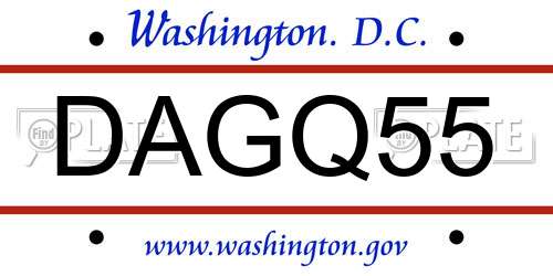 DAGQ55 District Of Columbia License Plate