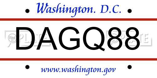 DAGQ88 District Of Columbia License Plate