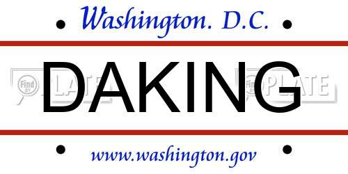 DAKING District Of Columbia License Plate