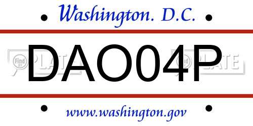 DAO04P District Of Columbia License Plate