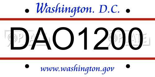 DAO1200 District Of Columbia License Plate