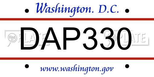 DAP330 District Of Columbia License Plate