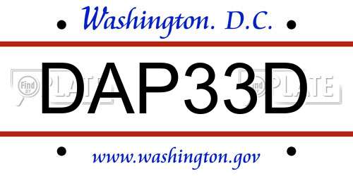 DAP33D District Of Columbia License Plate