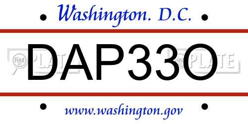 DAP33O District Of Columbia License Plate