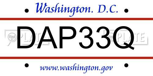 DAP33Q District Of Columbia License Plate