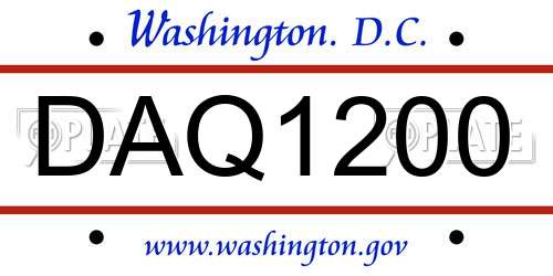 DAQ1200 District Of Columbia License Plate