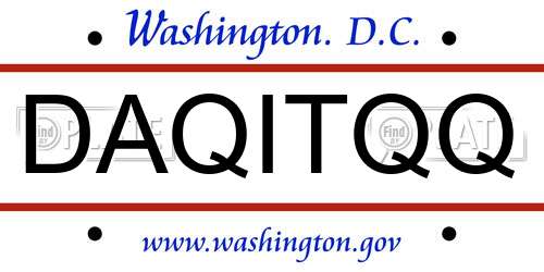 DAQITQQ District Of Columbia License Plate