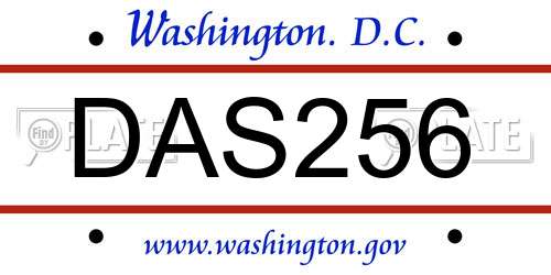 DAS256 District Of Columbia License Plate