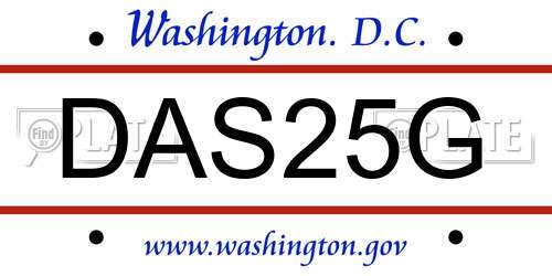DAS25G District Of Columbia License Plate