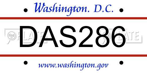 DAS286 District Of Columbia License Plate