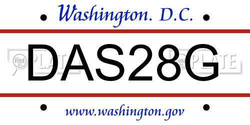 DAS28G District Of Columbia License Plate