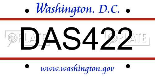 DAS422 District Of Columbia License Plate