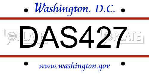 DAS427 District Of Columbia License Plate