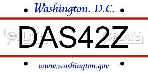 DAS42Z District Of Columbia License Plate