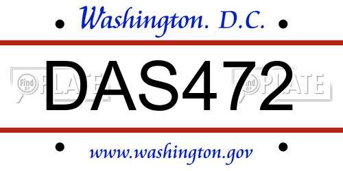 DAS472 District Of Columbia License Plate