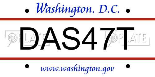 DAS47T District Of Columbia License Plate