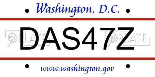 DAS47Z District Of Columbia License Plate