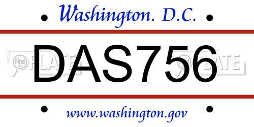 DAS756 District Of Columbia License Plate