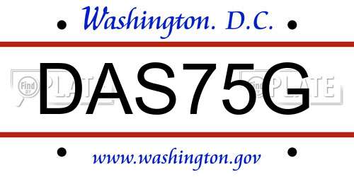 DAS75G District Of Columbia License Plate