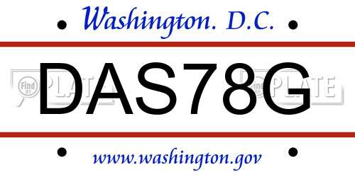 DAS78G District Of Columbia License Plate