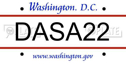 DASA22 District Of Columbia License Plate