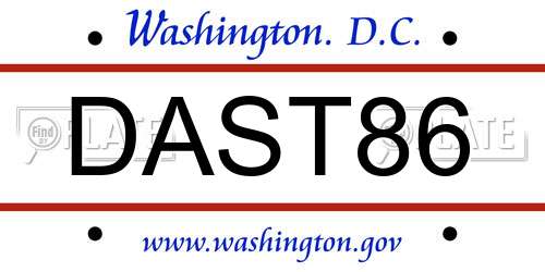 DAST86 District Of Columbia License Plate