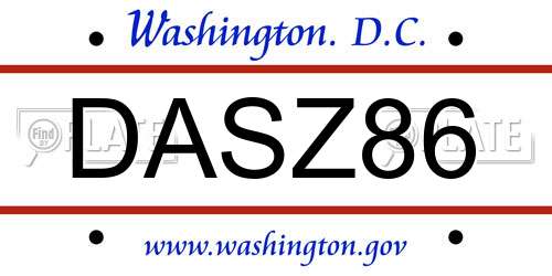 DASZ86 District Of Columbia License Plate