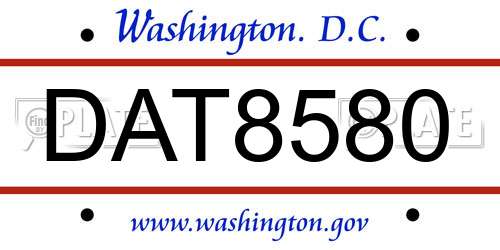 DAT8580 District Of Columbia License Plate