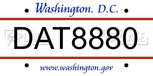 DAT8880 District Of Columbia License Plate