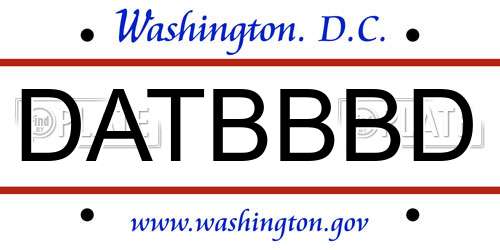 DATBBBD District Of Columbia License Plate