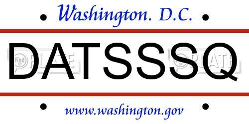 DATSSSQ District Of Columbia License Plate