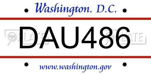 DAU486 District Of Columbia License Plate