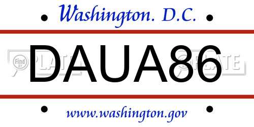 DAUA86 District Of Columbia License Plate