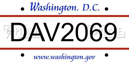 DAV2069 District Of Columbia License Plate